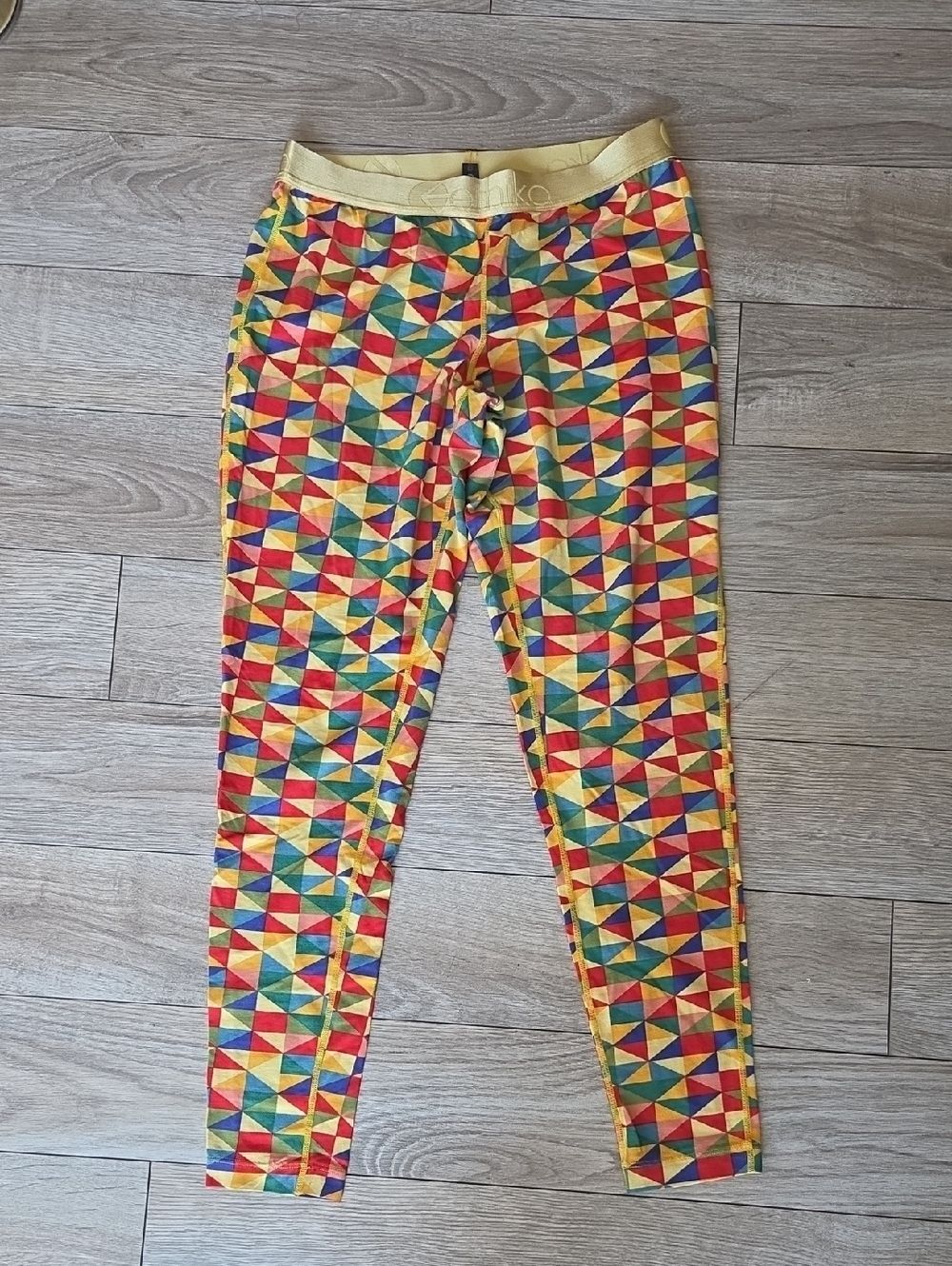 ethika Multicolor Geometric Leggings - Yellow Waistband Medium